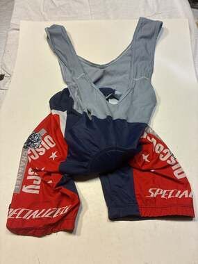Worn and initialed by US Team rider Cozza. Squares Mens Medium Cycling Bibshorts